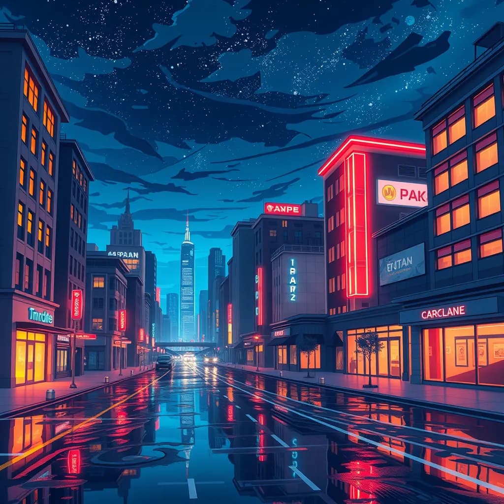 Anime style cityscape example