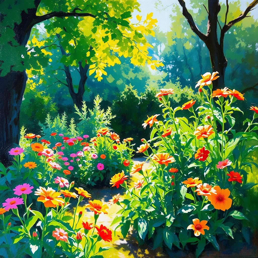 Oil painting garden example