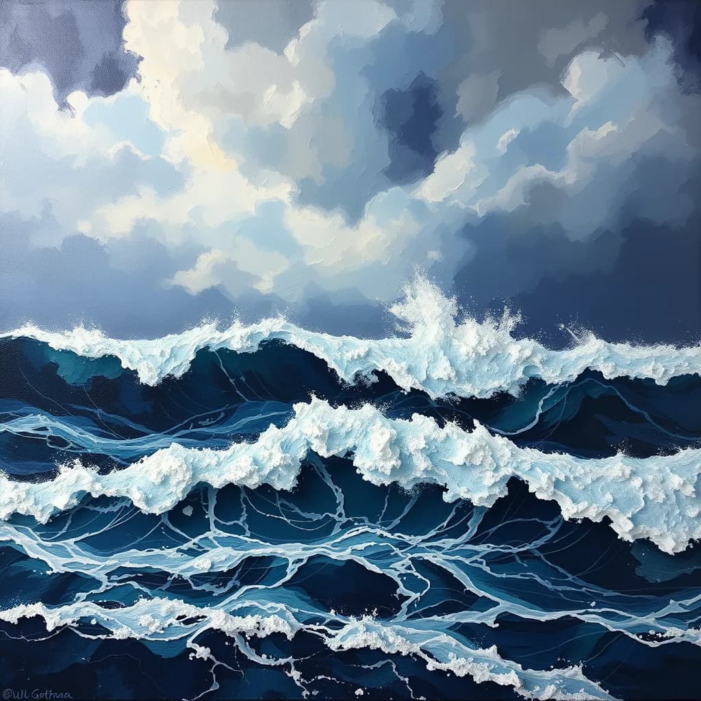 Oil painting seascape example