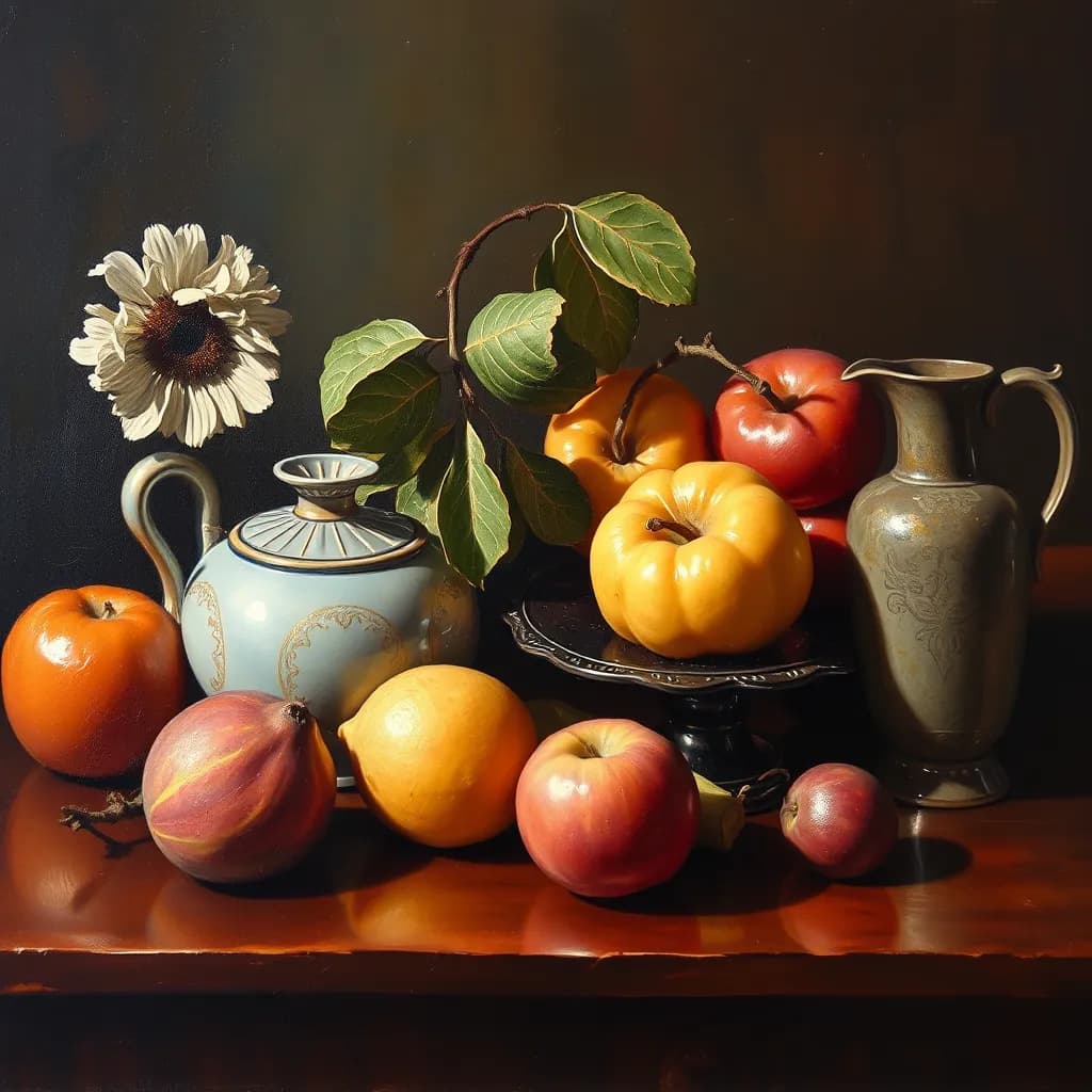 Oil painting still life example